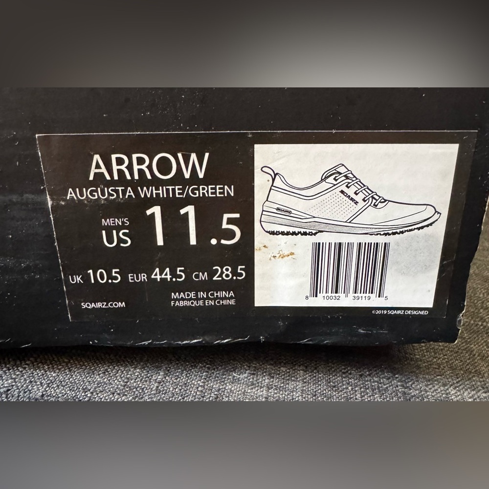NWT SQAIRZ Limited Edition Augusta Arrow Green and White Golf Shoes, men’s 11.5 - Picture 9 of 11